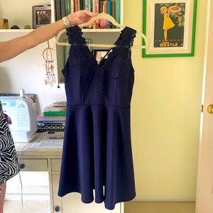 Ted Baker London Dress Navy Blue never work with pockets size 3